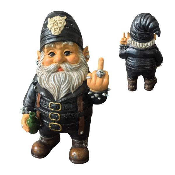 Rude Biker Gnome - 26cm