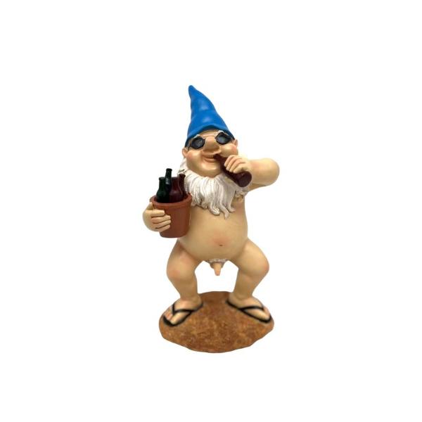 Naked Gnome With Beer - 28cm
