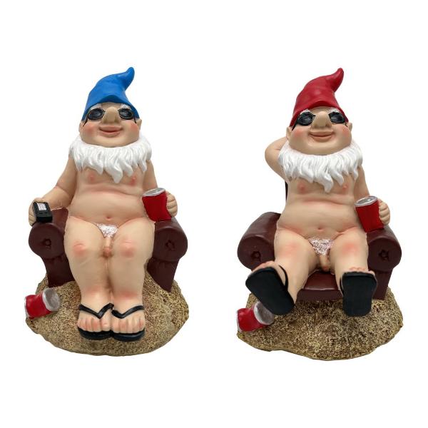 Naked Sitting Gnome On Couch - 22cm