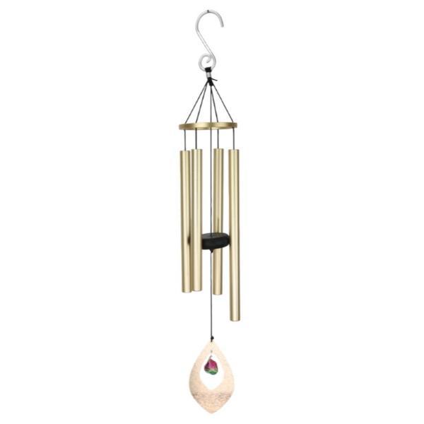 Gold Tube Wind Chime With Crystal Donger - 73cm