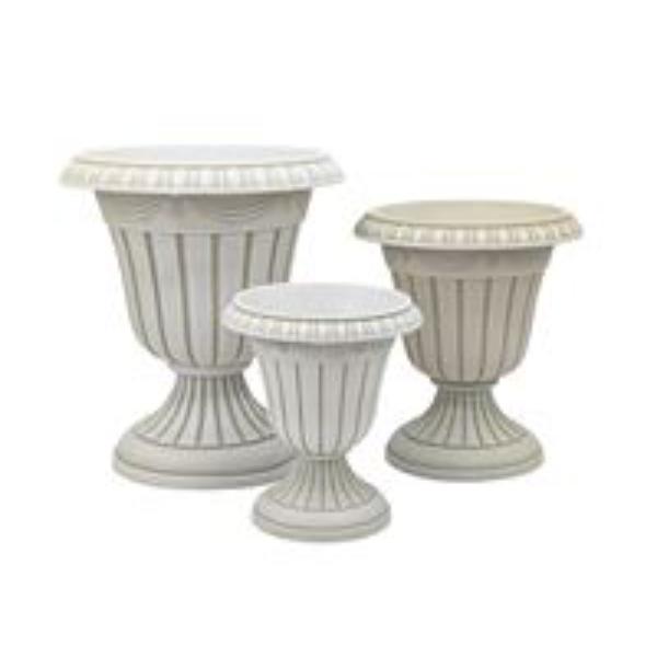 White & Gold Washed Fluted Urn - 37cm