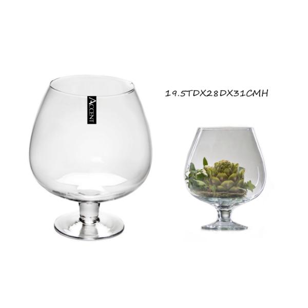 Glass Brandy Balloon Vase - 19.5cm x 28cm x 31cm