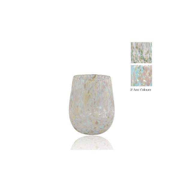 Speckled Glass Candle Holder - 8cm x 10cm