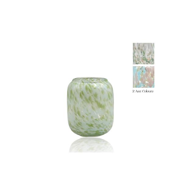 Speckled Glass Candle Holder - 9cm x 10cm