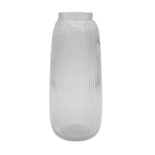Clear Rippled Cone Shape Glass Vase With Lip - 30cm
