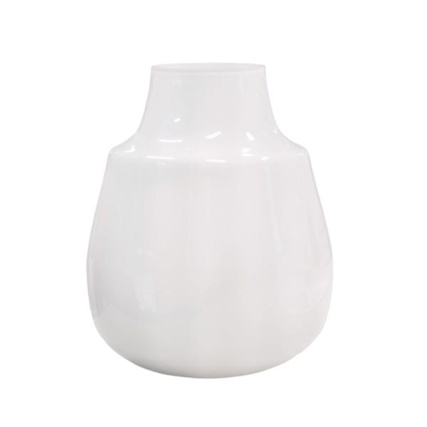 White Glass Belly Vase Tina - 8cm x 7.5cm x 22cm