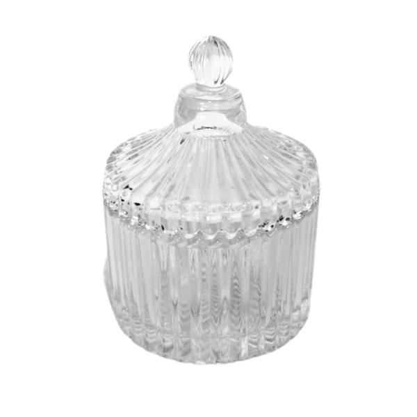 Mini Ribbed Glass Dish With Lid