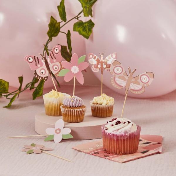 12 Pack Flower & Butterfly Princess Food Picks