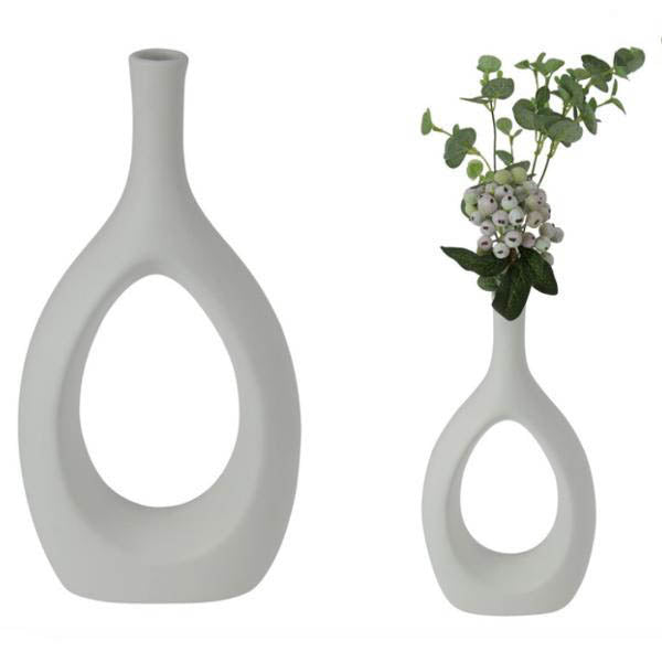 White Ceramic Vase - 28cm
