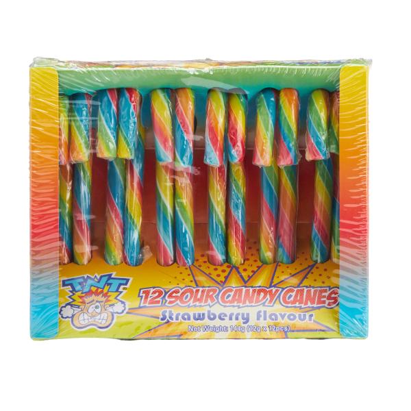 12 Pack Christmas Sour Candy Canes - 144g