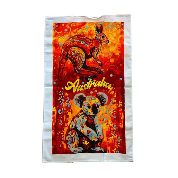 Mosaic Kangaroo & Koala Tea Towel