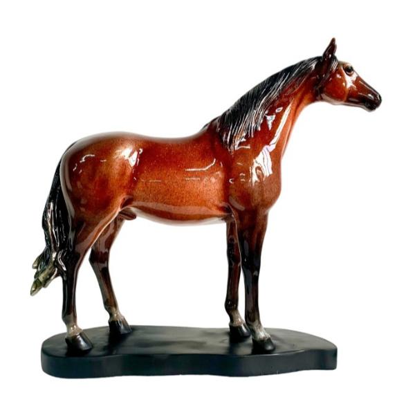 Marble Brown Standing Horse - 35cm