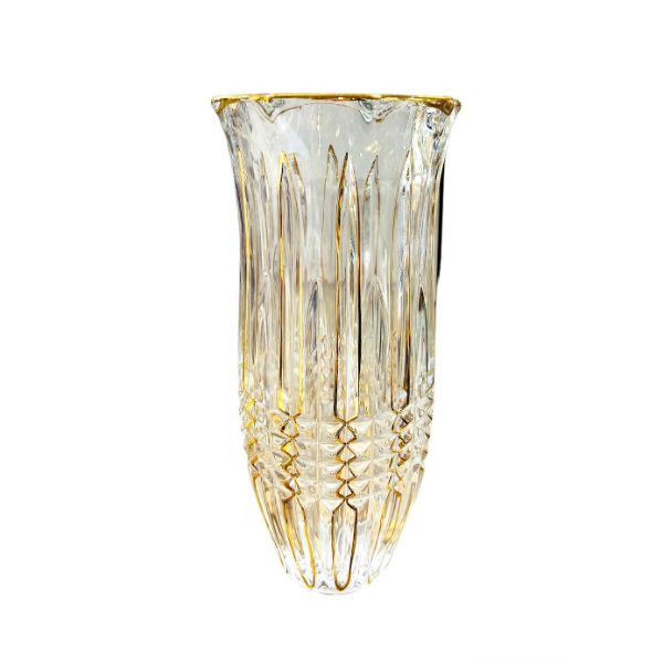 Large Clear Design Glass Vase With Gold Insert