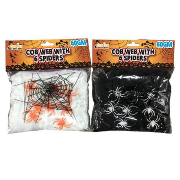 Cob Web With 6 Spiders - Assorted