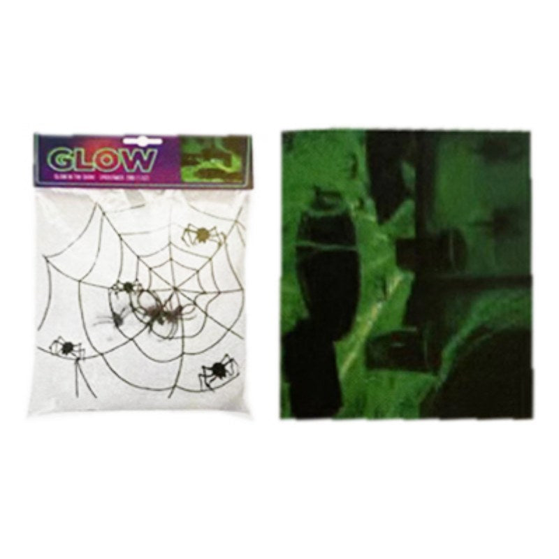 Glow In The Dark Spider Web With 3 Spiders
