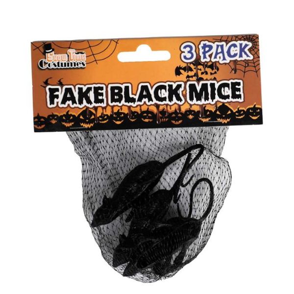 3 Pack Black Fake Mouse - 5cm