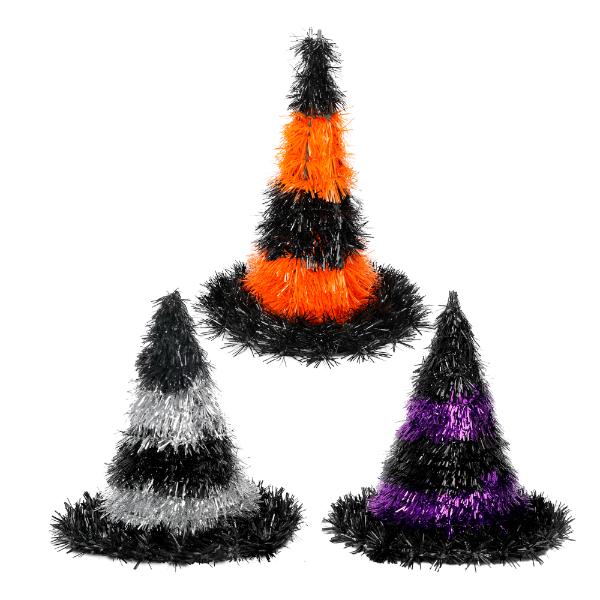 3D Tinsel Witches Hat - 35cm x 25cm