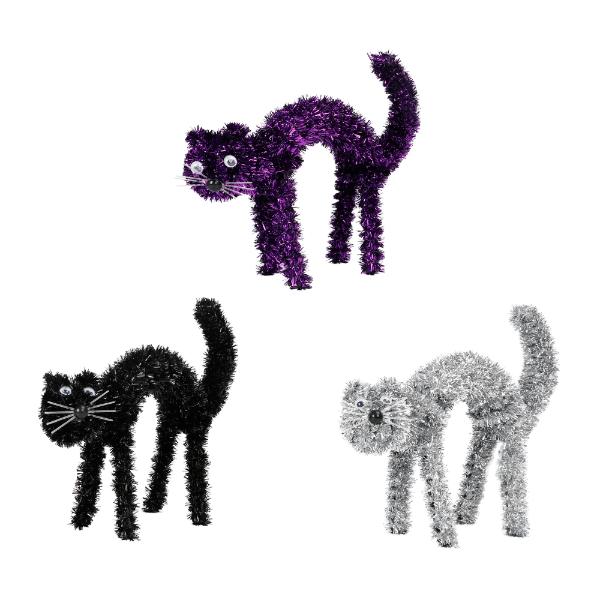 3D Tinsel Cat - 24cm. 20cm