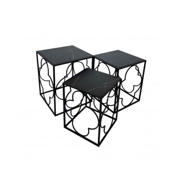 Black Top Side Table - 43cm x 43cm x 62cm