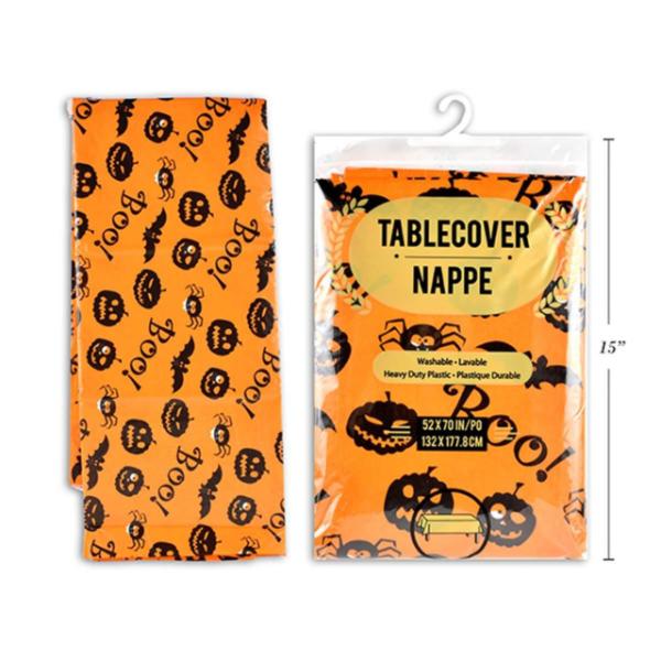 Orange & Black Halloween Boo Tablecloth - 178cm x 132cm