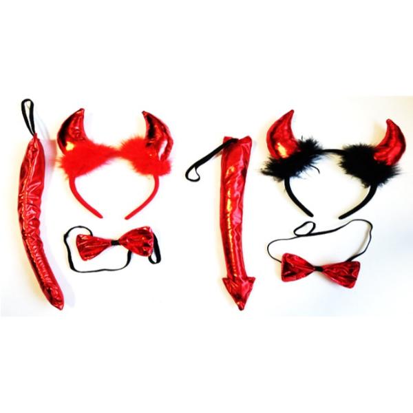 Halloween Devil Horn Headband With Tail And Bow