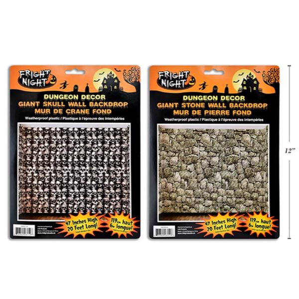 Halloween Giant Stone Wall Dungeon Back Drop - 120cm x 609cm