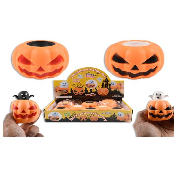 Halloween Squishy Jack O Lantern With Pop Out Ghost - 5.9cm