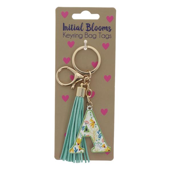 Initial A Blooms Keyring Bag Tags