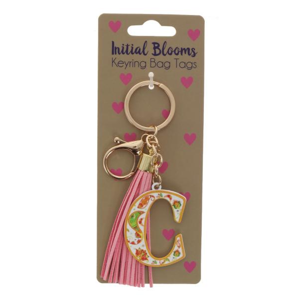 Initial C Blooms Keyring Bag Tags