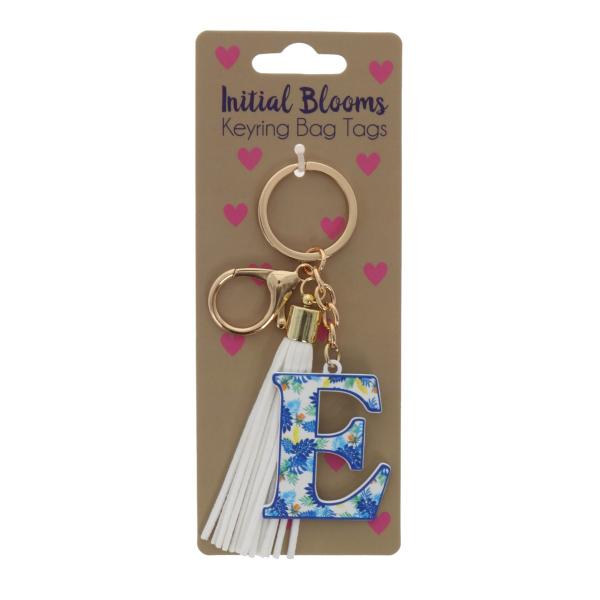 Initial E Blooms Keyring Bag Tags