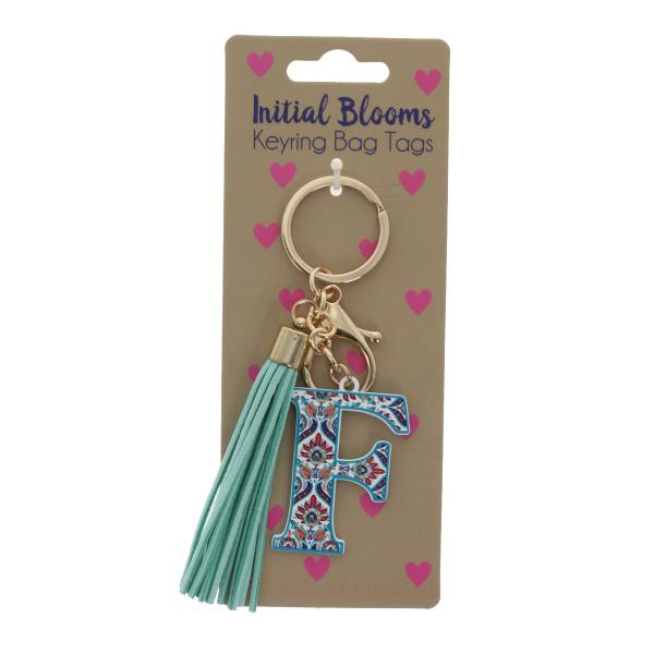 Initial F Blooms Keyring Bag Tags