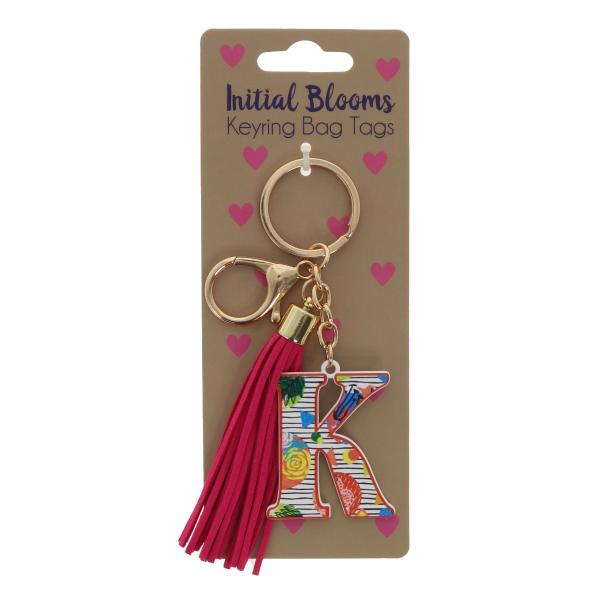 Initial K Blooms Keyring Bag Tags