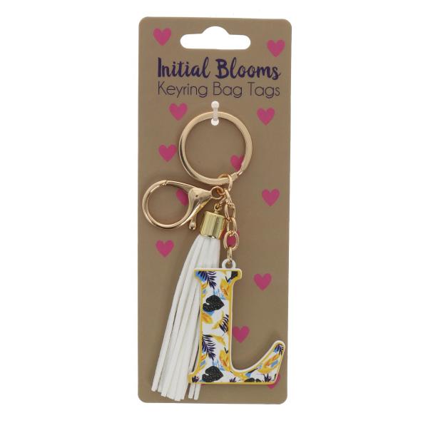 Initial L Blooms Keyring Bag Tags