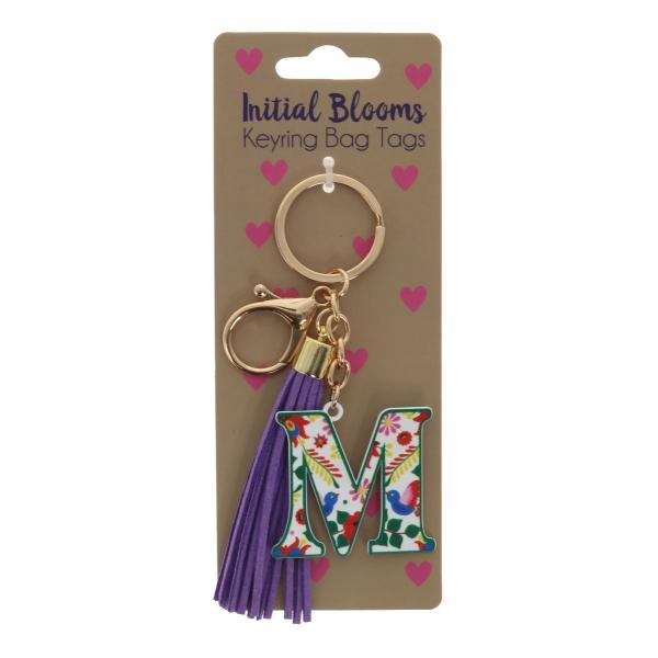 Initial M Blooms Keyring Bag Tags