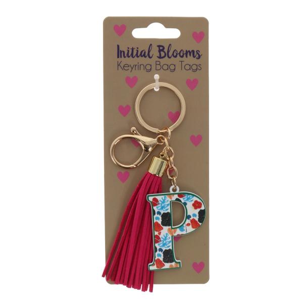 Initial P Blooms Keyring Bag Tags