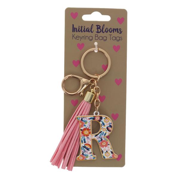 Initial R Blooms Keyring Bag Tags