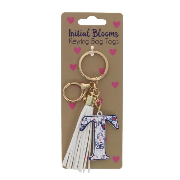 Initial T Blooms Keyring Bag Tags