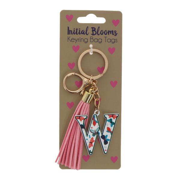 Initial W Blooms Keyring Bag Tags