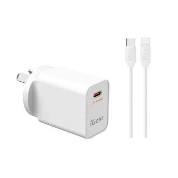 USB Type C 240V 25W With USB C To 8 Pin Cable Wall Charger