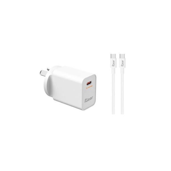 White 240V Wall Charger With USB C Cable