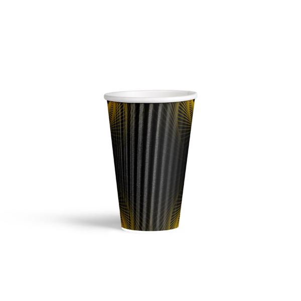 25 Pack Black Triple Wall Ripple Coffee Cup - 480ml