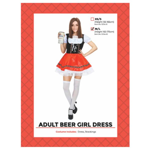 Adult Beer Girl Dress - Medium - Large