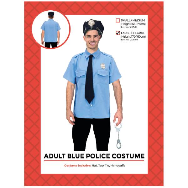 Adult Blue Police Costume - Large - X Large