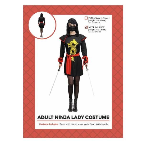Adult Ninja Lady Dragon Costume - Medium