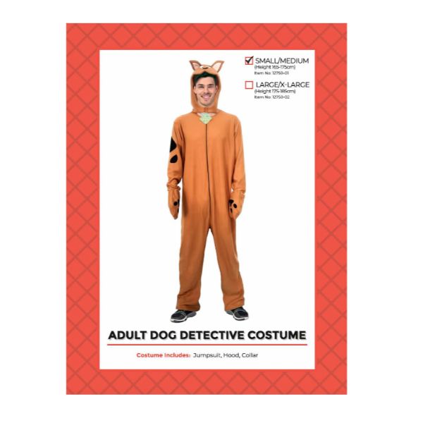 Adult Dog Detective Costume - Small - Medium