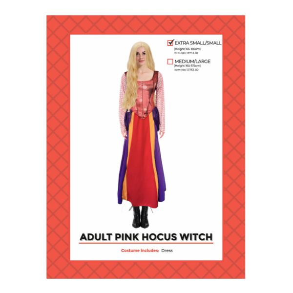 Adult Pink Hocus Witch Costume - X Small - Small