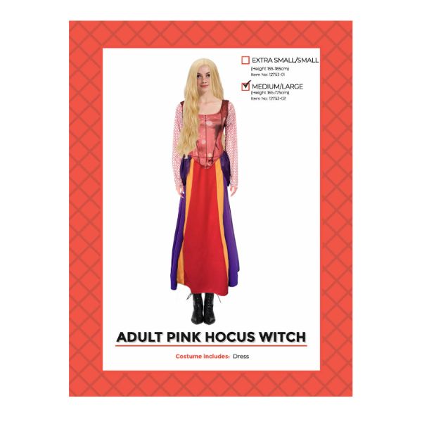 Adult Pink Hocus Witch Costume - Medium - Large