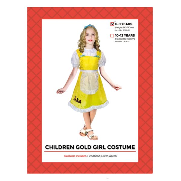 Children Gold Girl Costume - 6 - 9 Years