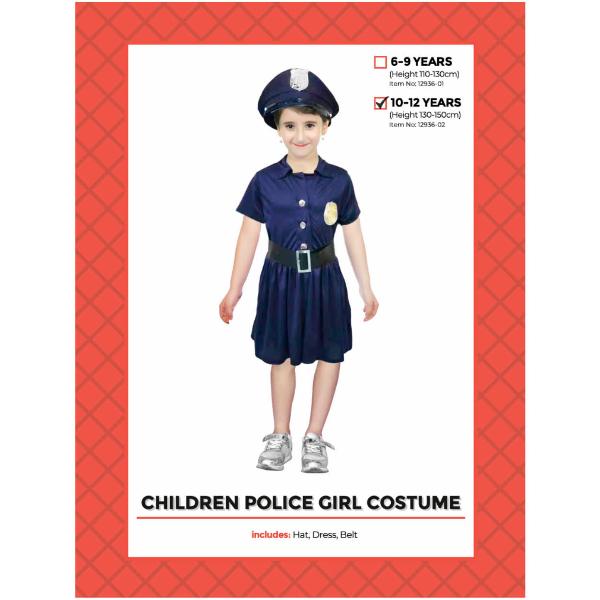 Children Police Girl Costume - 10 - 12 Years