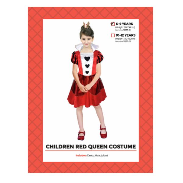 Children Red Queen Costume - 6 - 9 Years